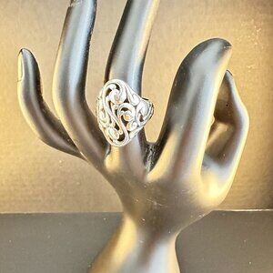 Tabana Sterling Silver Openwork Ring | Sculptural Scroll Design